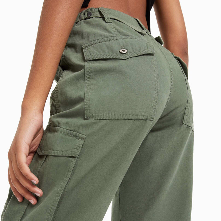 Women's Adjustable Straight Fit Cargo Pants Adjustable Baggy With Pockets  Elastic Waist Casual Cargo Pants Relaxed Fit Pant