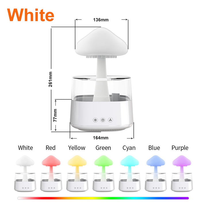 Mushroom Air Humidifier Rain Cloud Night Light Smell Distributor Relax Aromatherapy Lamp Calming Water Drops Sounds Diffuser