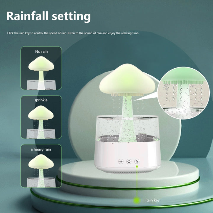 Mushroom Air Humidifier Rain Cloud Night Light Smell Distributor Relax Aromatherapy Lamp Calming Water Drops Sounds Diffuser