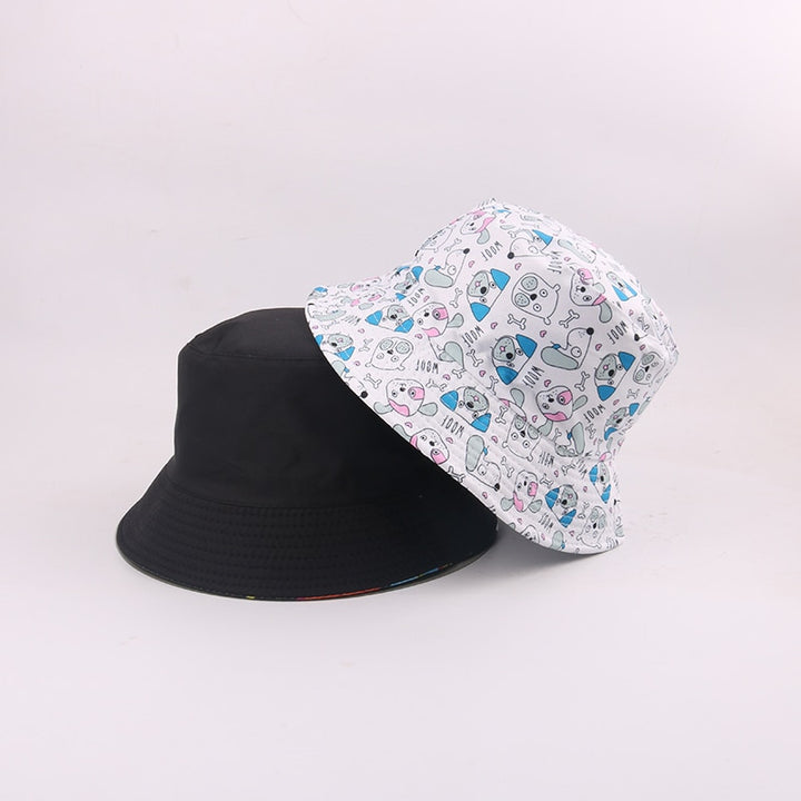 Bucket Hats Women Letter Embroidered Double-sided Fisherman Hat