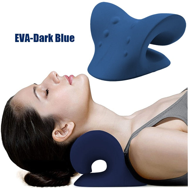 Neck Shoulder Stretcher Relaxer Massage Pillow Cervical Chiropractic Traction Device for Pain Relief Cervical Spine Alignment