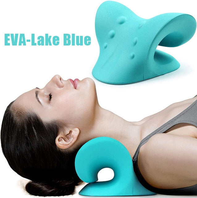 Neck Shoulder Stretcher Relaxer Massage Pillow Cervical Chiropractic Traction Device for Pain Relief Cervical Spine Alignment