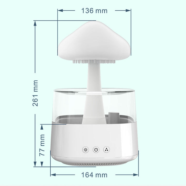 Mushroom Air Humidifier Rain Cloud Night Light Smell Distributor Relax Aromatherapy Lamp Calming Water Drops Sounds Diffuser