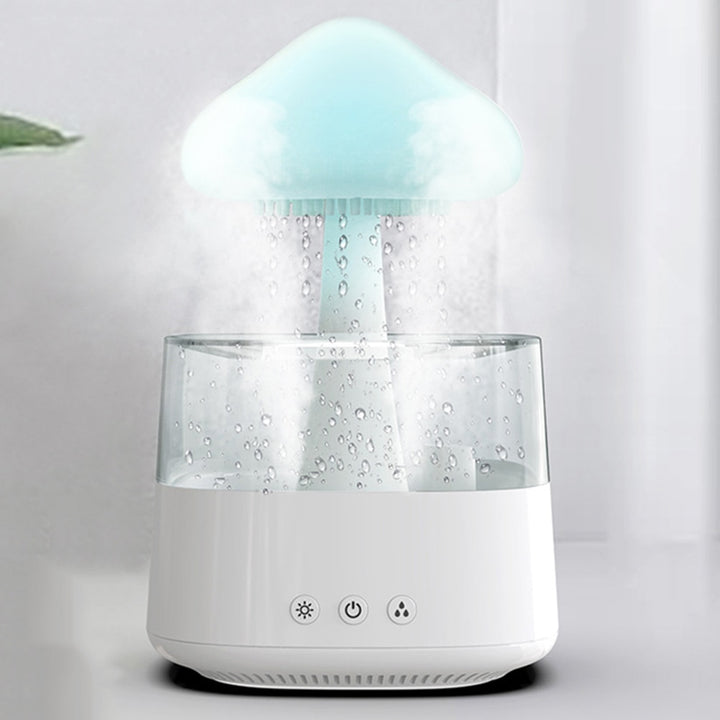 Mushroom Air Humidifier Rain Cloud Night Light Smell Distributor Relax Aromatherapy Lamp Calming Water Drops Sounds Diffuser