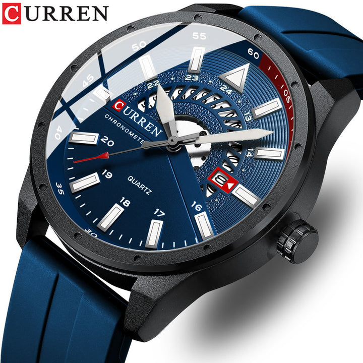 CURREN Fashion Men's Luxury Waterproof Sport Watch with Silicone Strap - Automatic Date & Military Style Wristwatch